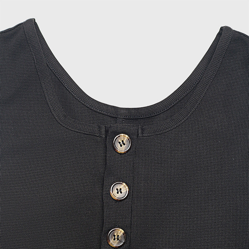 Sleeveless Button Front Wide Leg Jumpsuit with Pockets