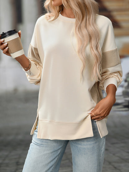 2025 Fall/Winter Colorblock Crew Neck Sweatshirt – Loose Casual Pullover