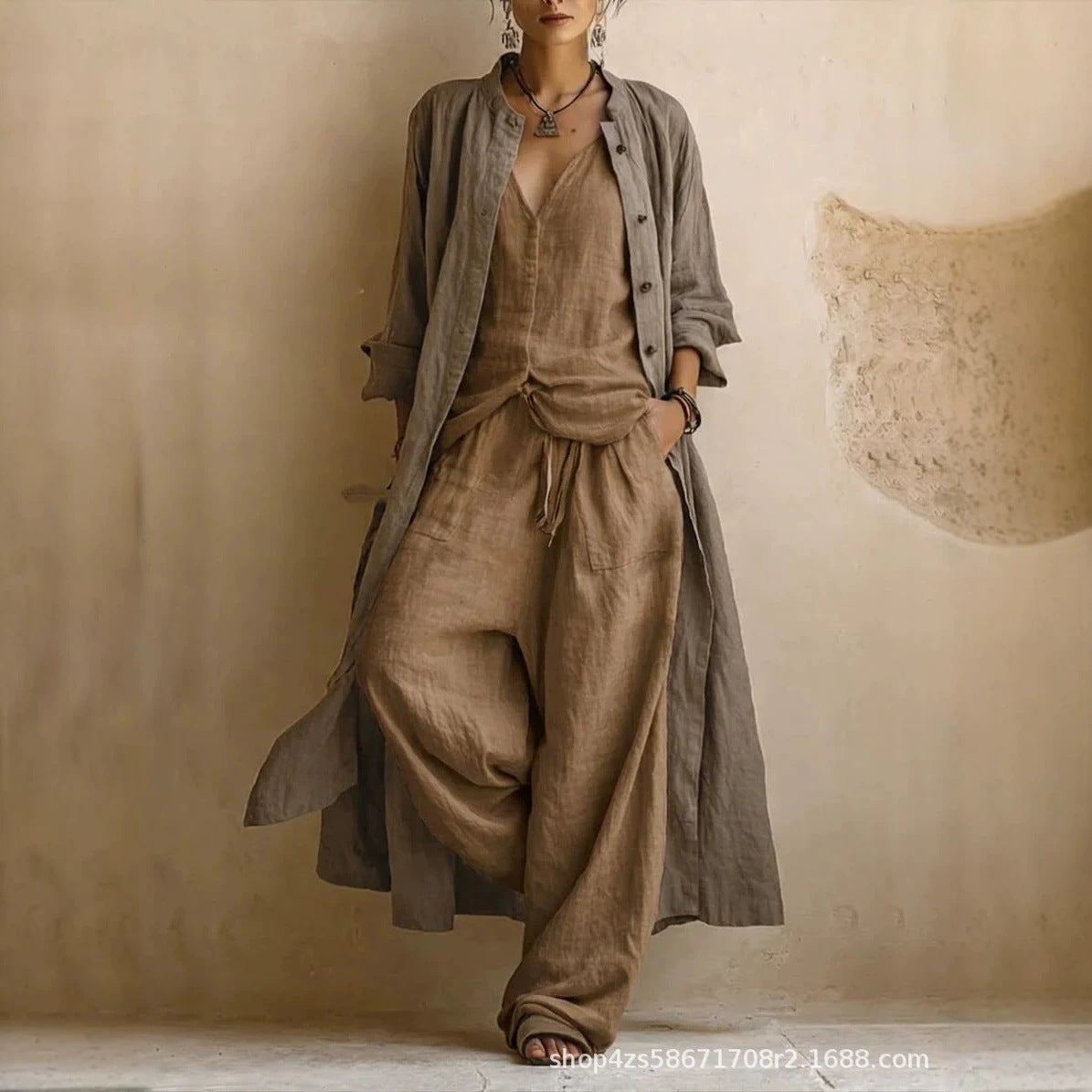 Minimalist 3 Piece Wide Leg Pants Matching Set