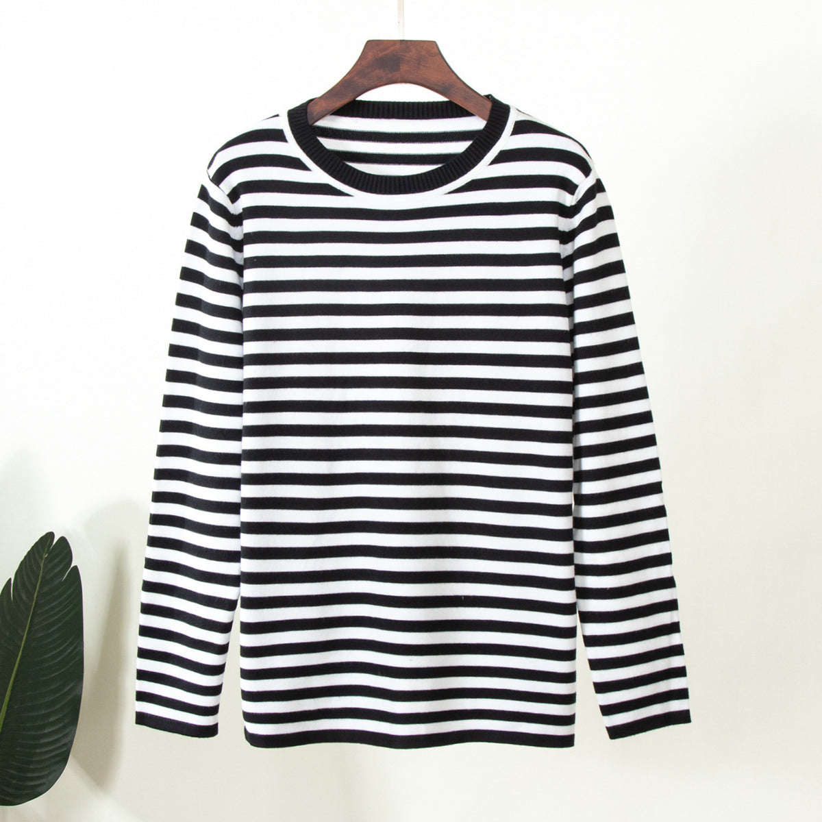 Women's Classic Striped Crewneck Pullover Sweater
