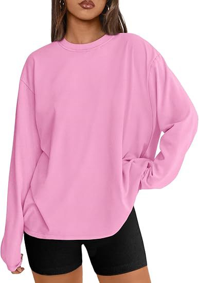 Women's Oversized Long Sleeve Crew Neck Boyfriend Tee