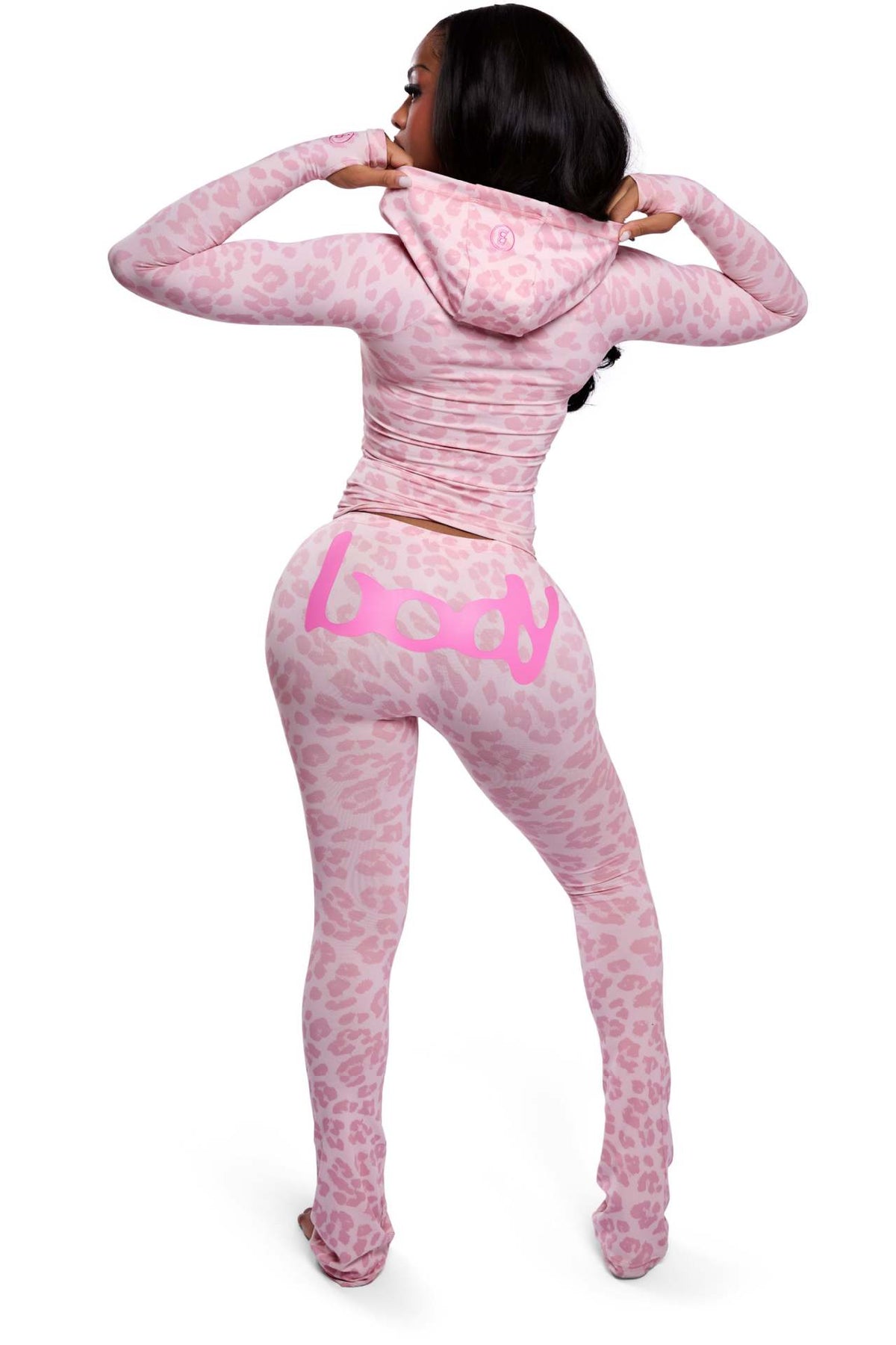 Women's Y2K Leopard Print Hoodie Leggings Two Piece Set