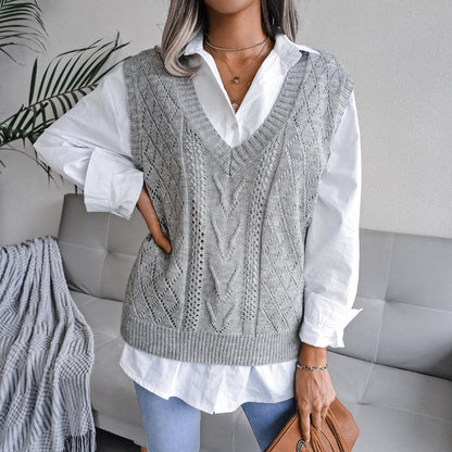 Knit Sweater Vest Women | V Neck Cable Knit Pullover