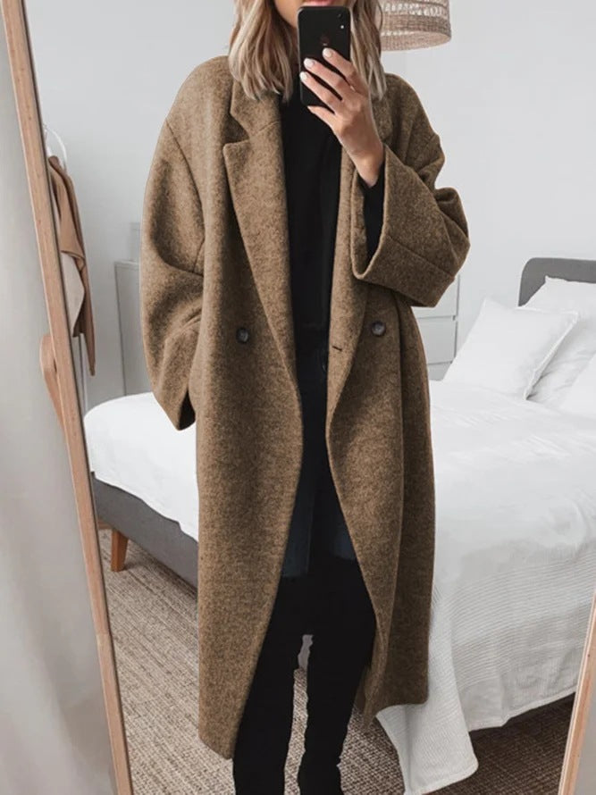 Women's Oversized Long Wool Coat Winter Trench Outerwear