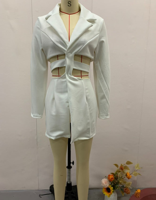 Sexy Cutout Blazer Dress Long Sleeve Mini