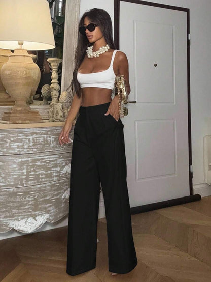 High Waisted Wide Leg Dress Pants Casual Work Trousers