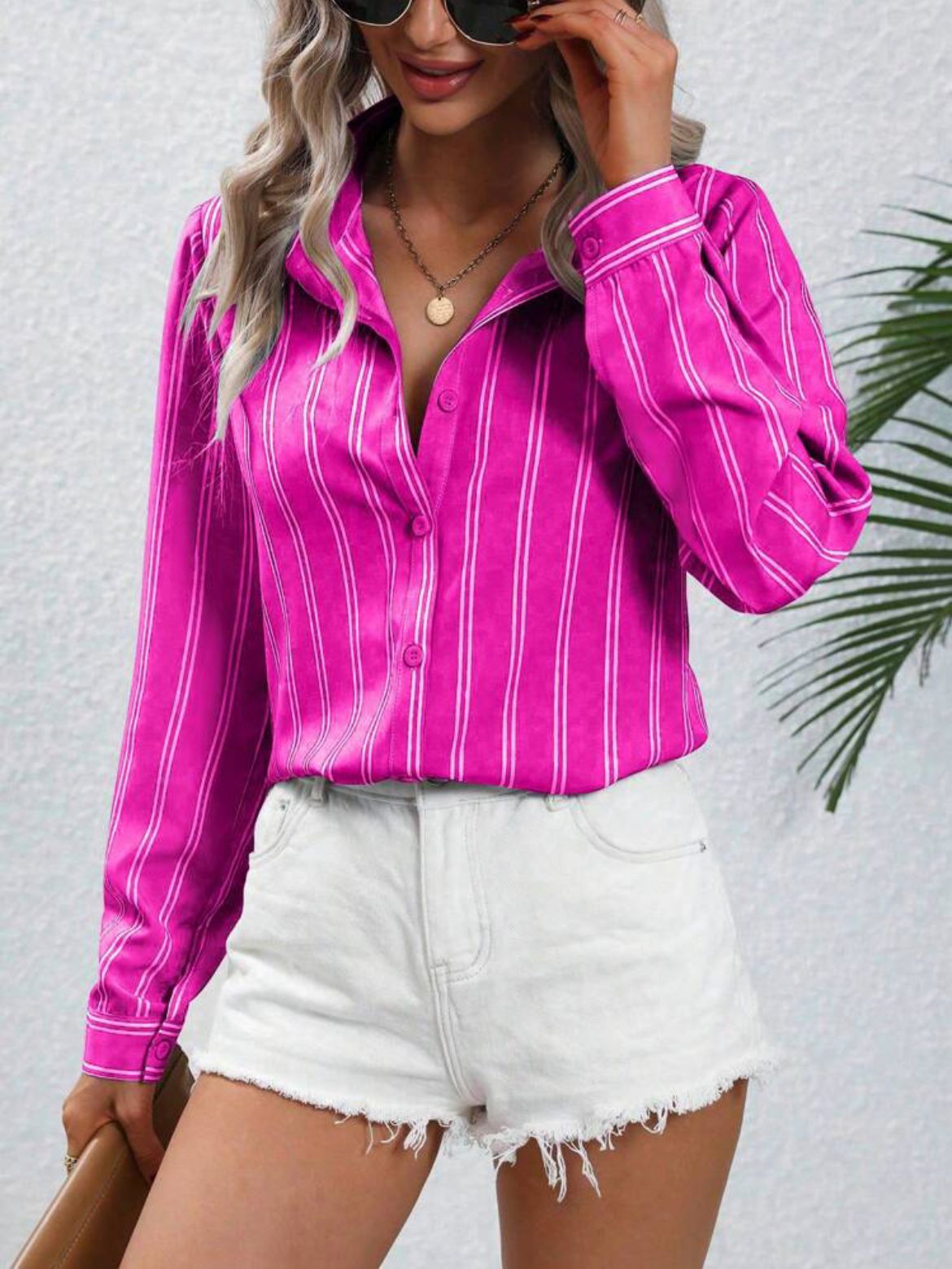 Women's Striped Long Sleeve Business Casual Shirt