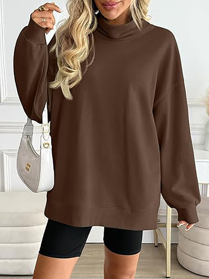 Women's Oversized Mock Neck Sweatshirt Casual Pullover