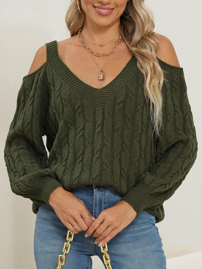 Women's Solid Color Bottoming Shirt Deep V Sexy Off-the-shoulder Loose