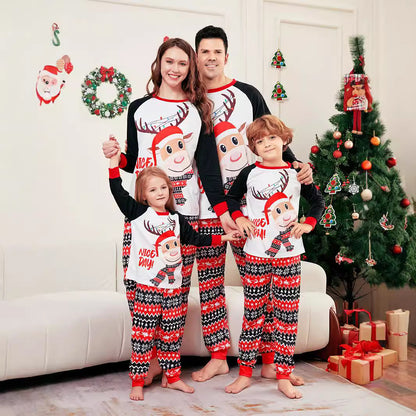 Christmas Deer Letter Striped Parent-child Dress Printed Christmas Pajamas