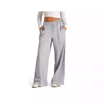 High Waist Drawstring Wide Leg Lounge Pants