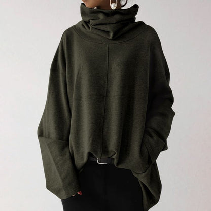 Women's Oversized Turtleneck Fleece Sweatshirt Pocket