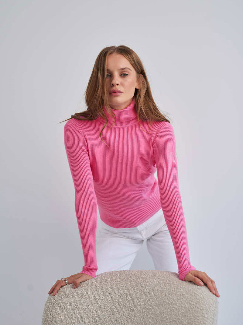 Women's Ribbed Turtleneck Knit Sweater Top