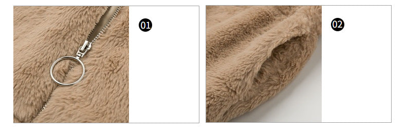 Women's Faux Fur Zip Up Jacket Winter Warm Fuzzy Coat