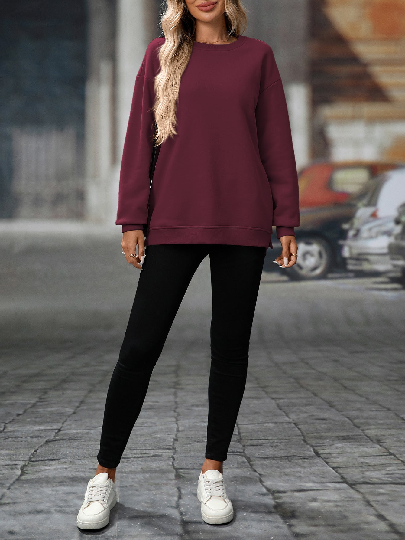 Trendy Y2K Fleece Pullover Sweatshirt – Fall/Winter Casual Top