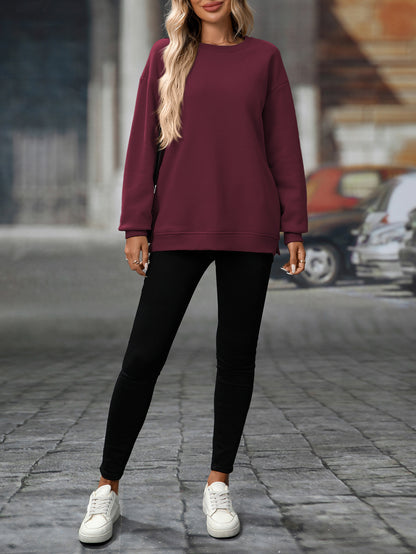 Trendy Y2K Fleece Pullover Sweatshirt – Fall/Winter Casual Top