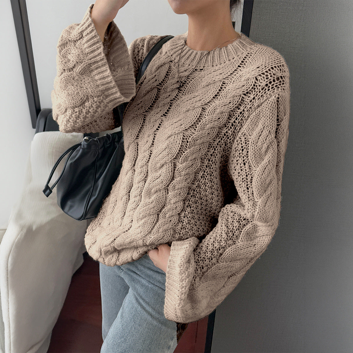 Chunky Cable Knit Oversized Sweater Women
