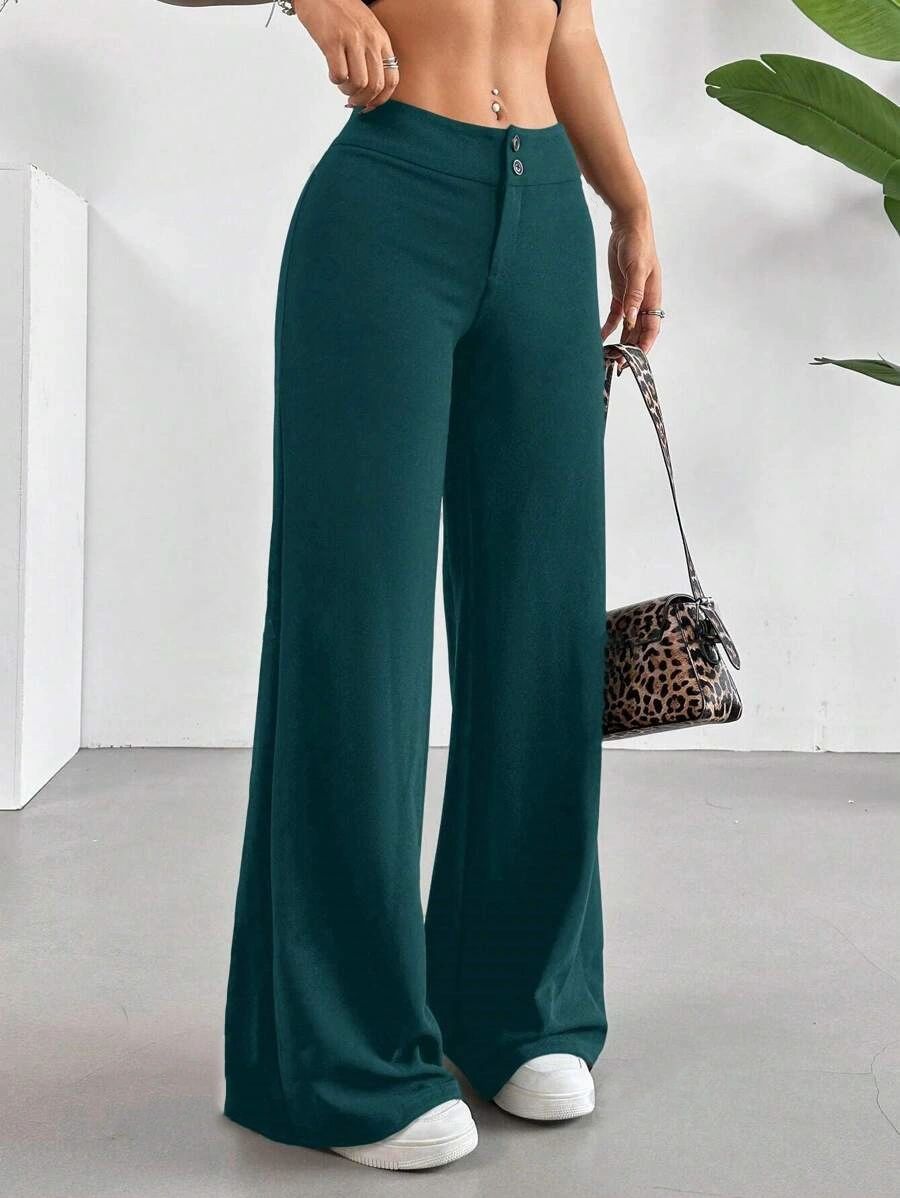 Black High Waist Wide Leg Palazzo Pants for Women