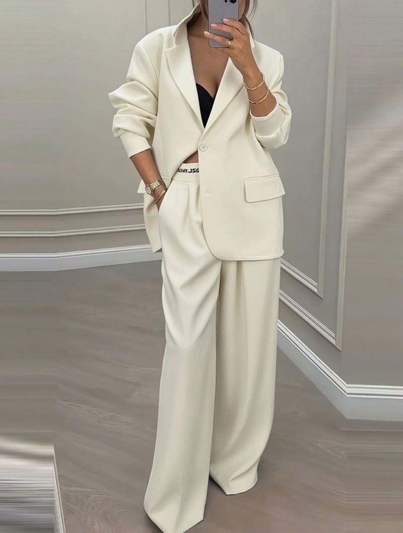 Women's Oversized Blazer Wide Leg Pant Suit Set