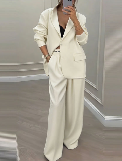 Women's Oversized Blazer Wide Leg Pant Suit Set