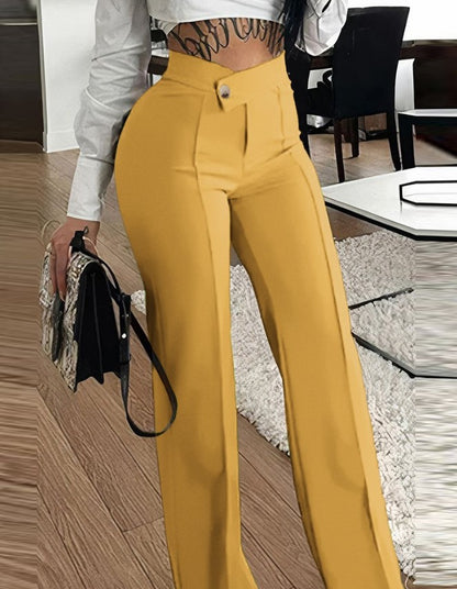Women's High Waisted Straight Leg Casual Pants Trousers