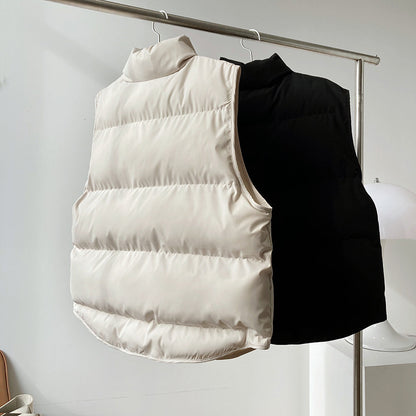 Women's Oversized Cropped Puffer Vest Stand Collar