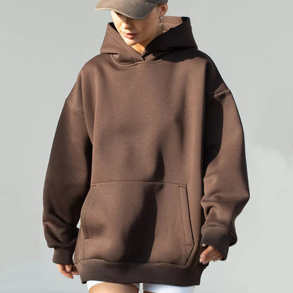 Women's Oversized Hoodie Solid Streetwear Sweatshirt