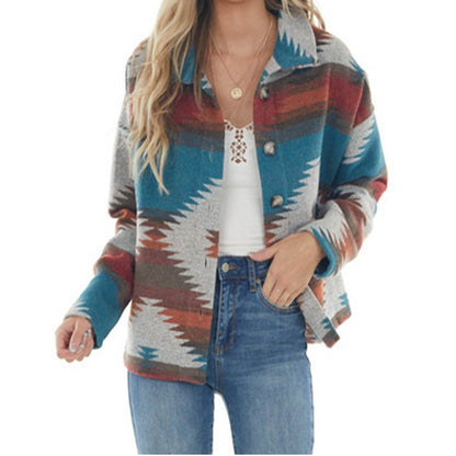 Women's Aztec Geometric Oversized Shacket Jacket