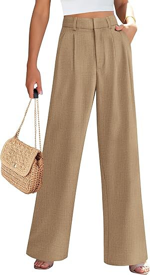 High Waist Wide Leg Trousers with Pockets