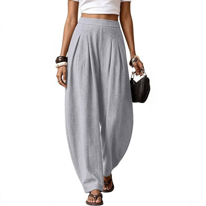 Women High Waisted Boho Linen Wide Leg Palazzo Pants