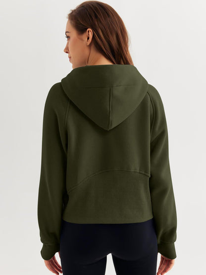 Zip-Up Hoodie Scuba Pullover Cropped Sweatshirt