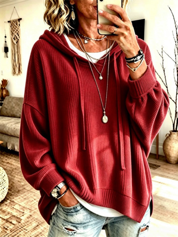 Women's Oversized Knit Hoodie Pullover Casual Sweater
