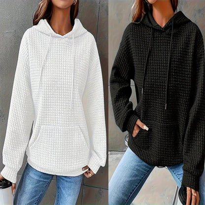 Women's Waffle Oversized Hoodie Casual Long Sleeve Pullover