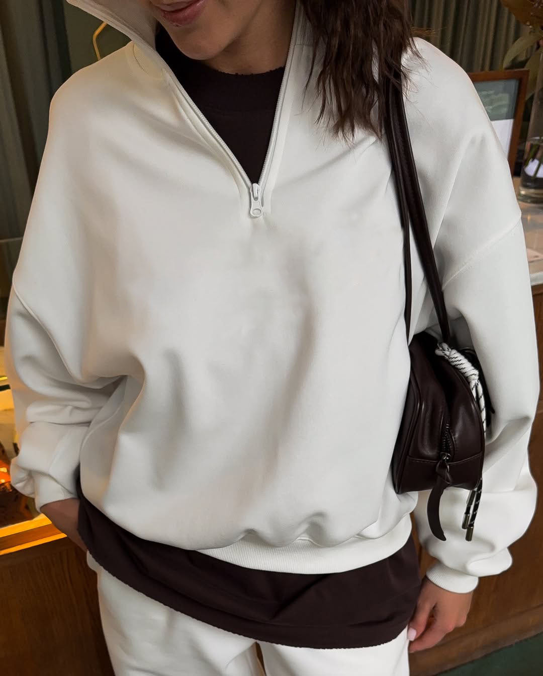 Women's Oversized Half Zip Sweatshirt Sweatpants Lounge Set