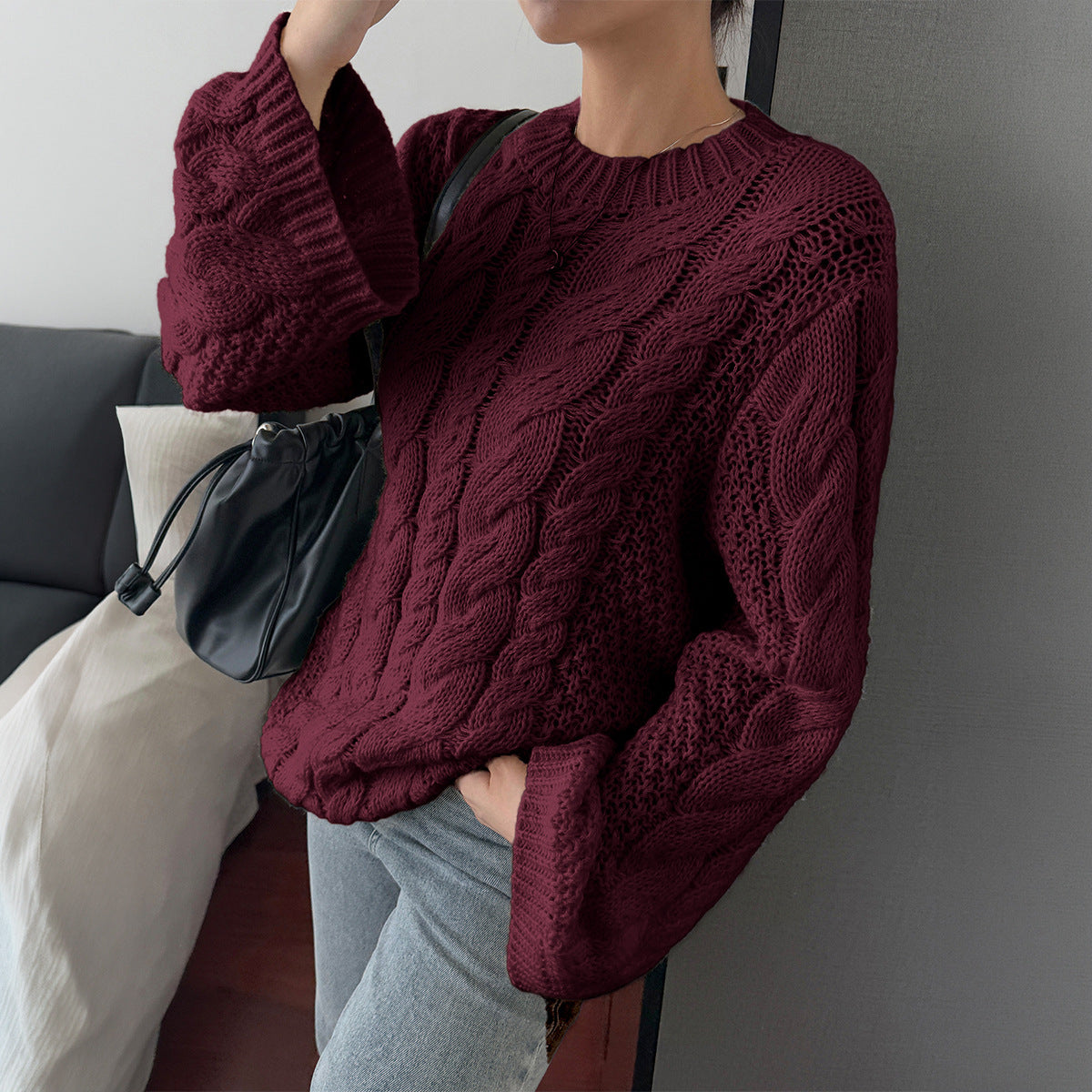 Chunky Cable Knit Oversized Sweater Women