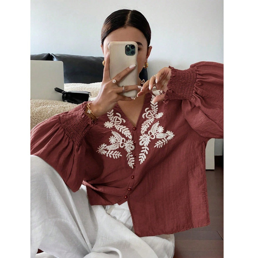 Embroidered Floral Button-Down Cardigan - Fall 2025 Women's Fashion