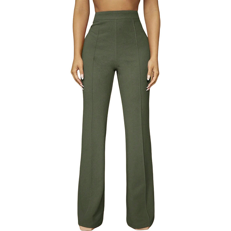 High Waist Straight Leg Pants | Women's Work Trousers