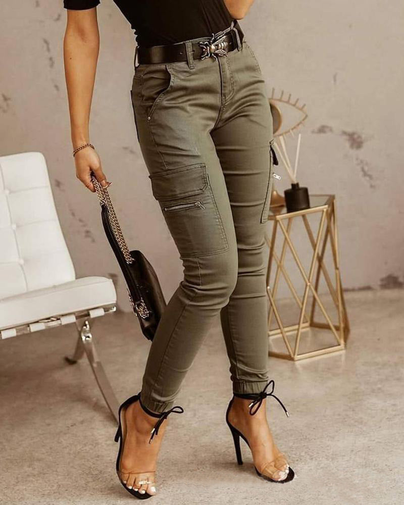 Women's Skinny Cargo Pants Drawstring Utility Cotton