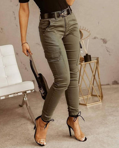 Women's Skinny Cargo Pants Drawstring Utility Cotton
