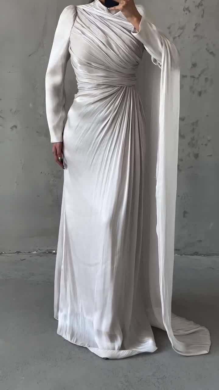 Women's Ruched Long Sleeve Bodycon Maxi Dress