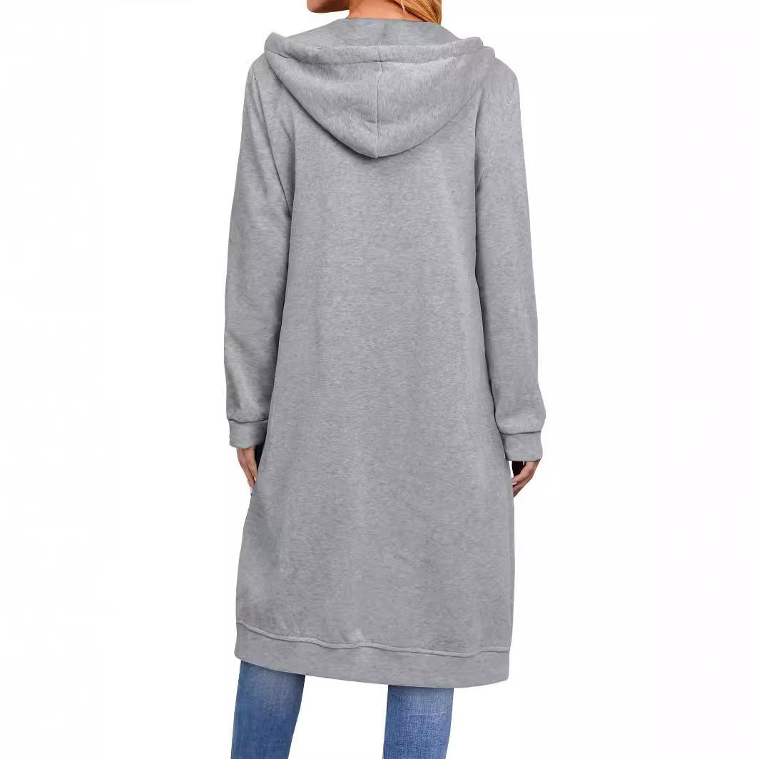 Women's Oversized Long Zip Up Hoodie Jacket Pockets