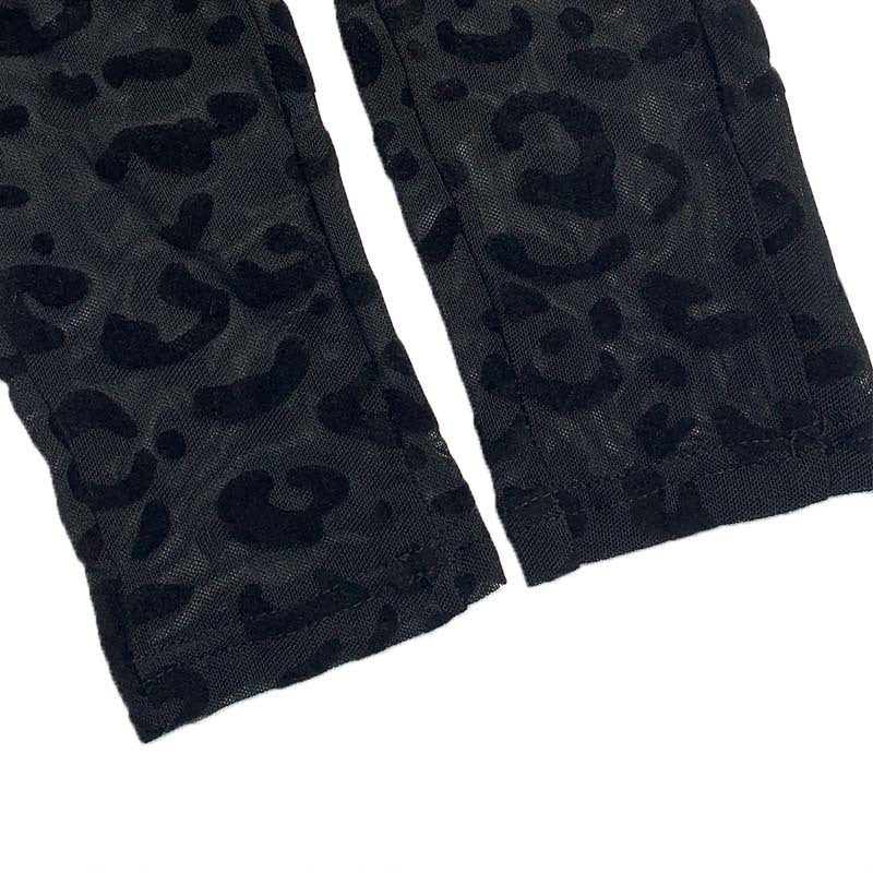 Sexy Sheer Flocked Leopard Mesh Long Sleeve Jumpsuit