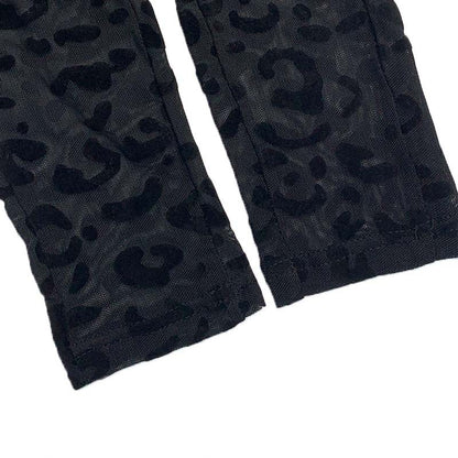 Sexy Sheer Flocked Leopard Mesh Long Sleeve Jumpsuit