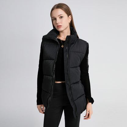 Women's Oversized Puffer Vest Stand Collar Zip Up Quilted