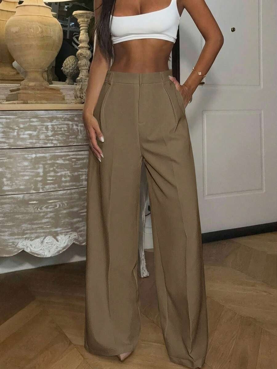 High Waisted Wide Leg Dress Pants Casual Work Trousers