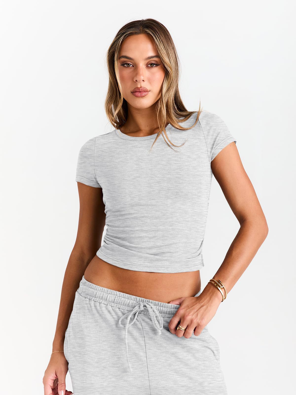 Crop Tee & Wide Leg Pants Lounge Set for Women