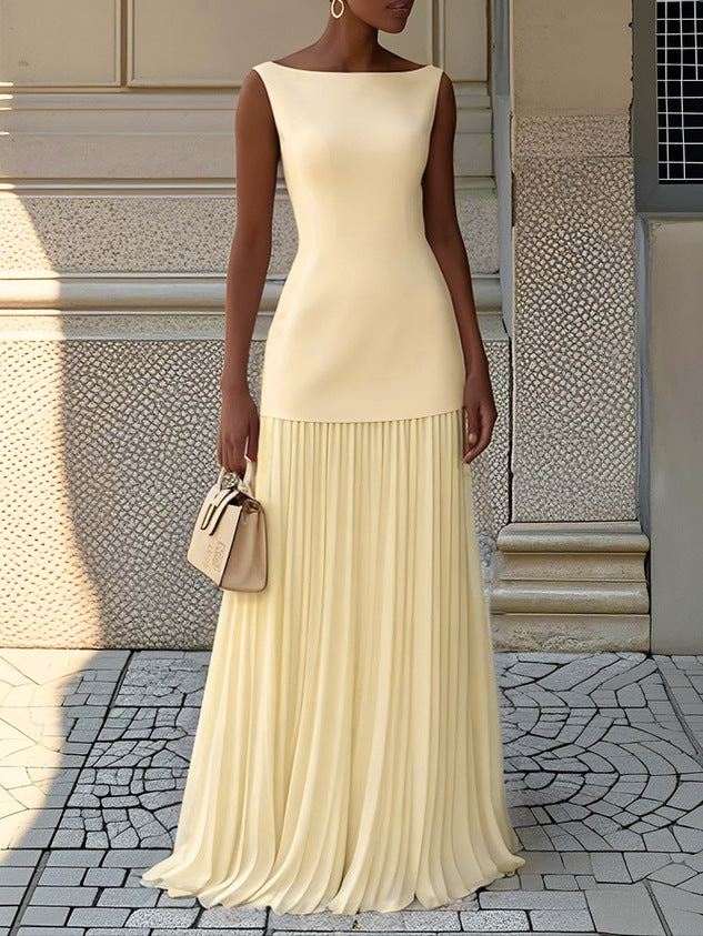 Women's Sleeveless Knit Top & Pleated Maxi Skirt Set