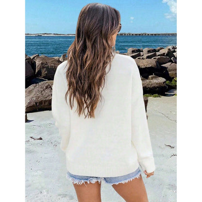 Oversized American Flag Crewneck Knit Sweater