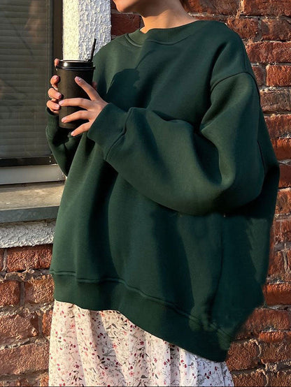 Women's Oversized Fleece Crewneck Sweatshirt Streetwear