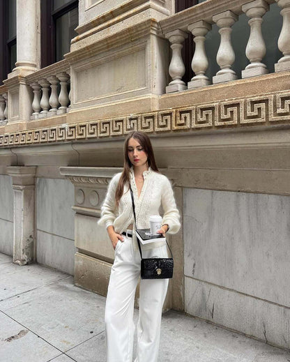 Crochet Lace Button Front Knit Cardigan